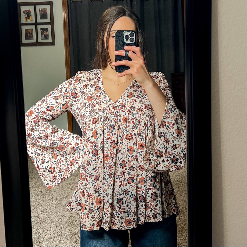 Pink Lily Floral Blouse medium